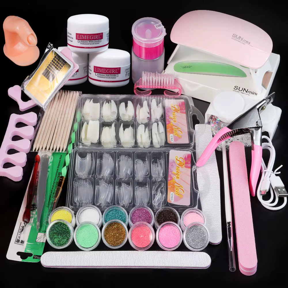 Poudre acrylique pour ongles et monomère liquide, décoration artistique pour ensemble de manucure, K