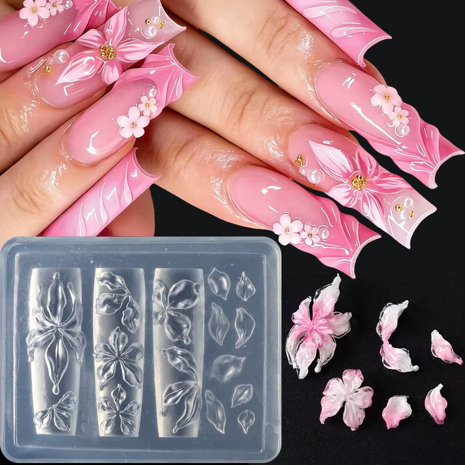 Moule à ongles en silicone 3D motif floral Hibiscus, outil de moulage pour décoration, artisanat, sc