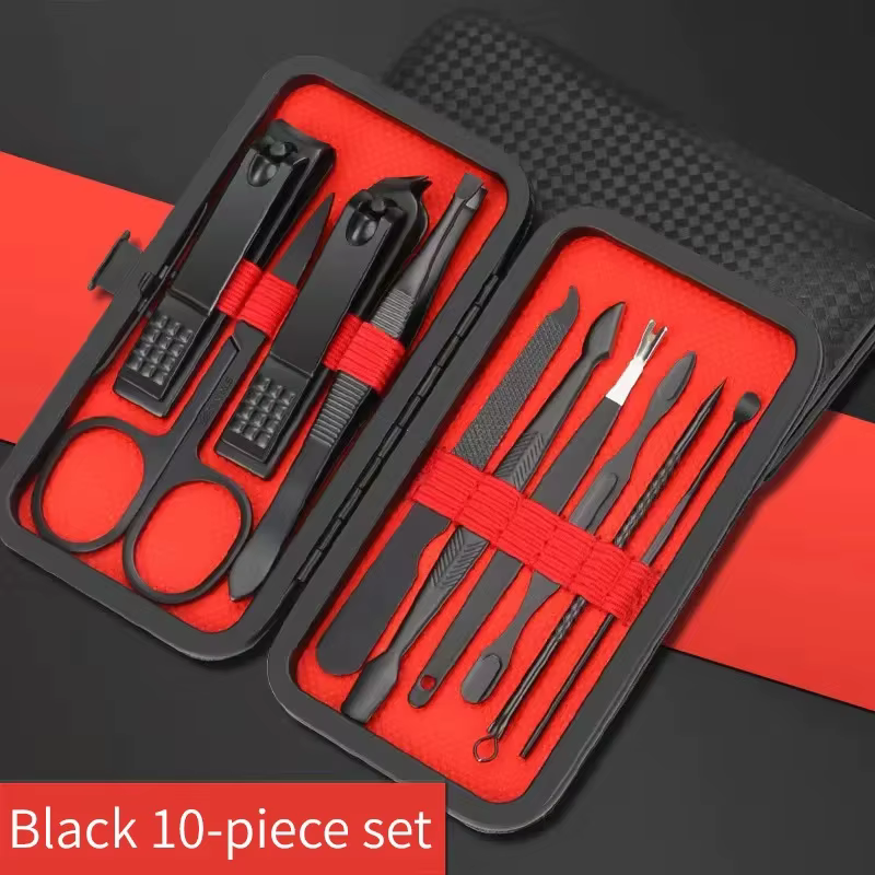 Kit de Manucure Professionnelle en Acier Inoxydable, Coupe-Ongles avec Cuir, Portable, 7/10/12/18/20
