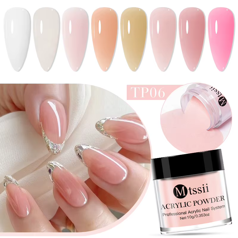MTSSII – poudre acrylique transparente, 10g, Nude, blanc, rose, polymère professionnel pour Extensio
