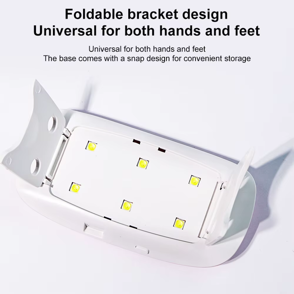 Mini lampe de séchage des ongles portable, 6 LED, lampe UV pour le séchage du vernis, vernis gel ave