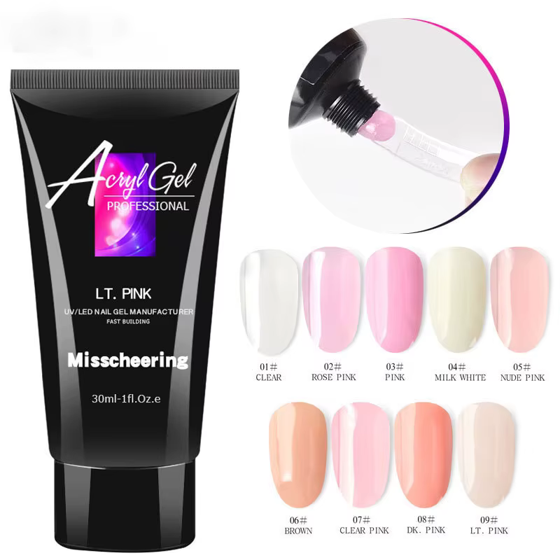 Gel d'extension d'ongles en Poly acrylique, 30ml, UV LED, Extension rapide du modèle en cristal, col