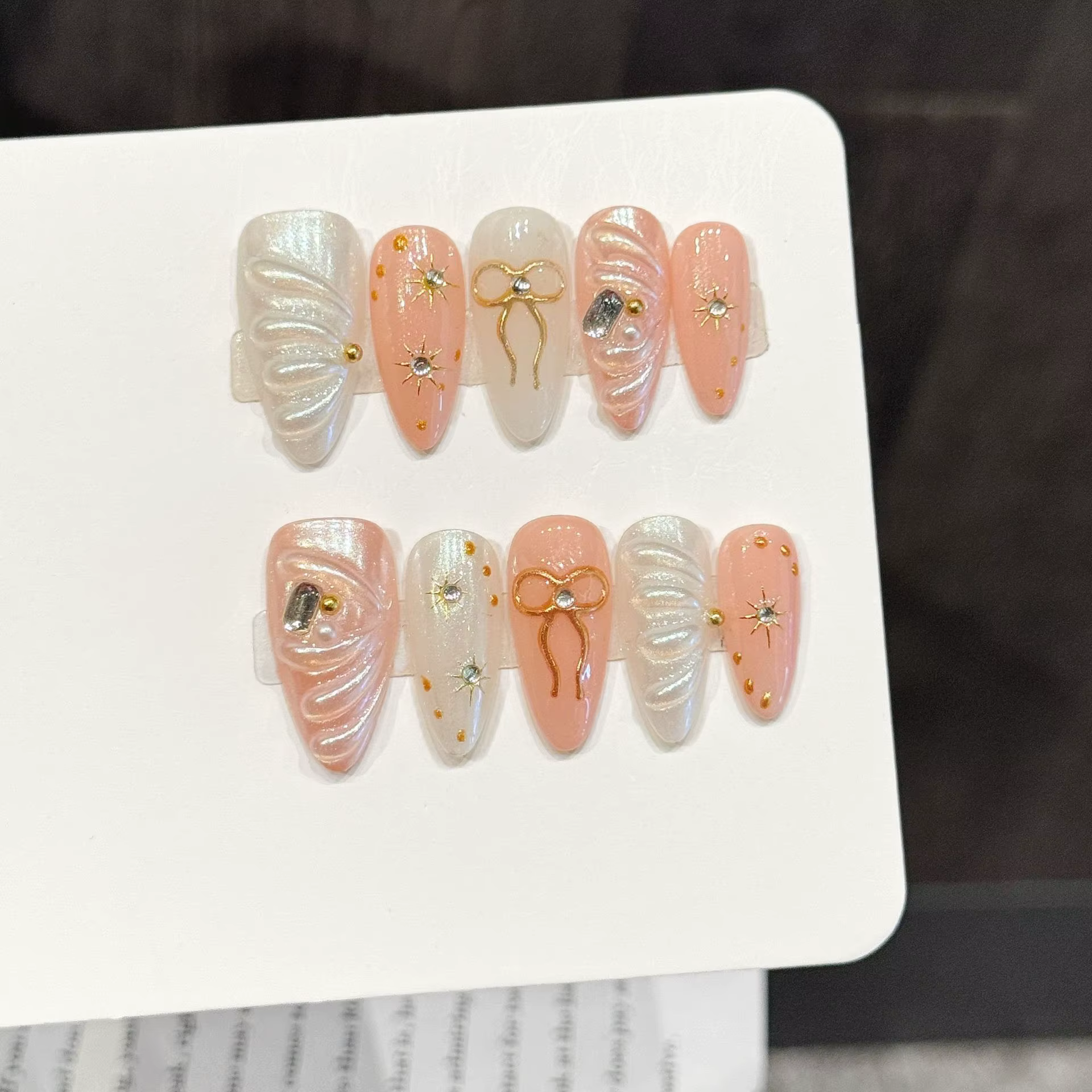 10 pièces Style coréen faux ongles faits à la main 3D citron myrtille nœuds papillon conceptions pre