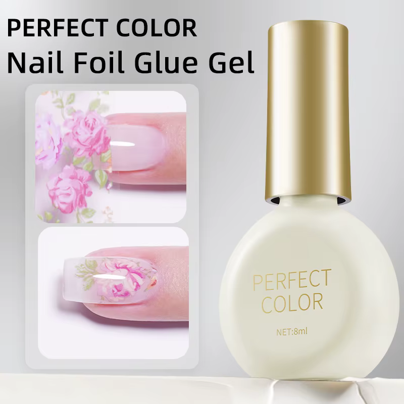 PERPECT COLOR Gel Adhésif pour Feuilles de Transfert d'Art Ongulaire 8ML, Gel de Transfert pour Auto