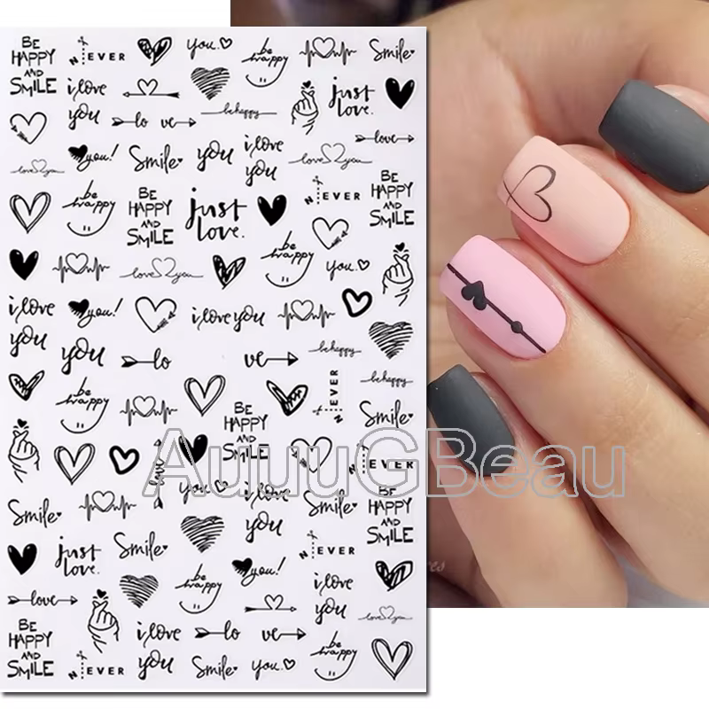 Autocollants 3d pour Nail Art, lignes géométriques, cocotier, palmiers, feuilles, fleurs, curseur ad