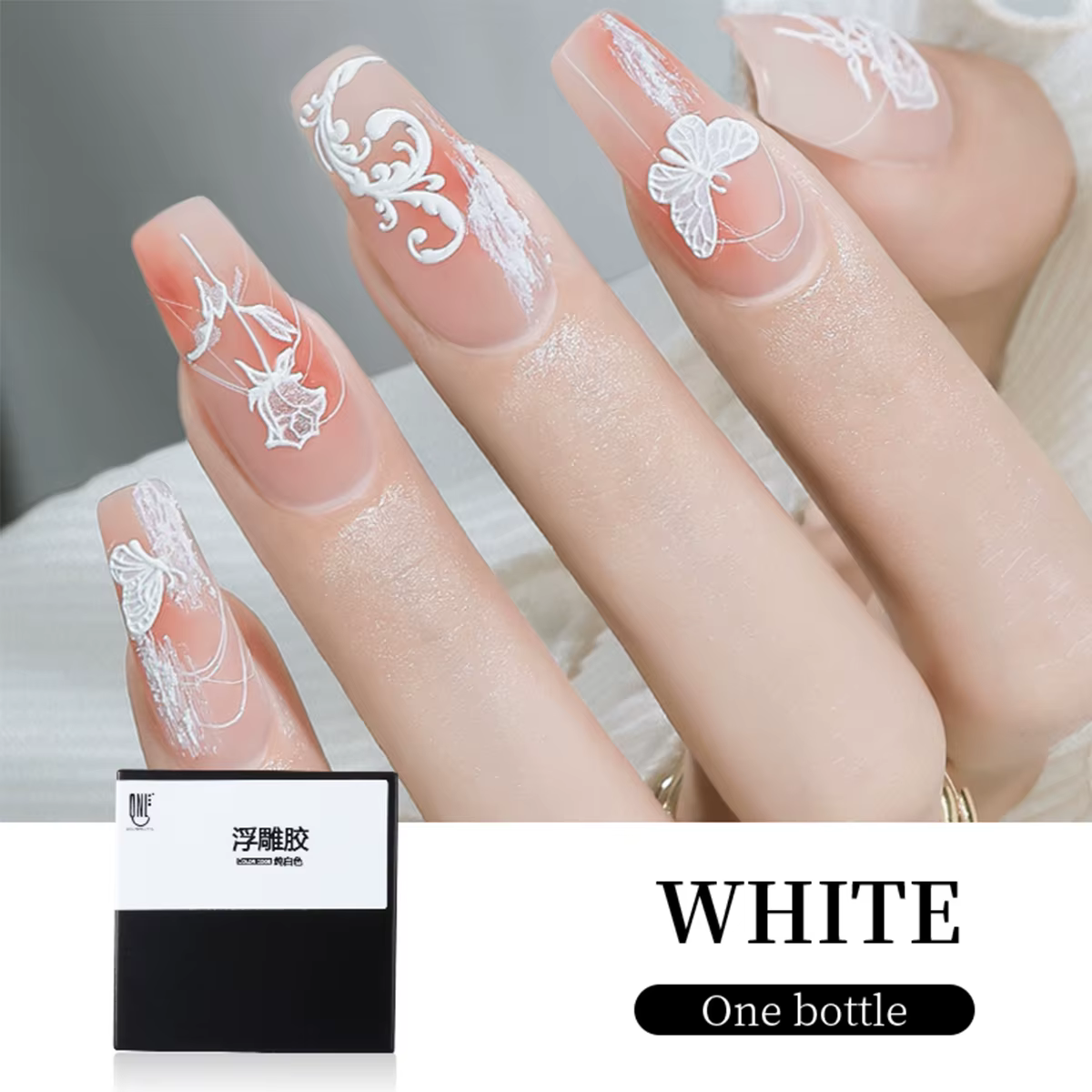 Verhéritage à Ongles en Gel Gaufré Peint 3D en Noir et Blanc, Outil de Manucure, Plâtre, Plâtre, Des