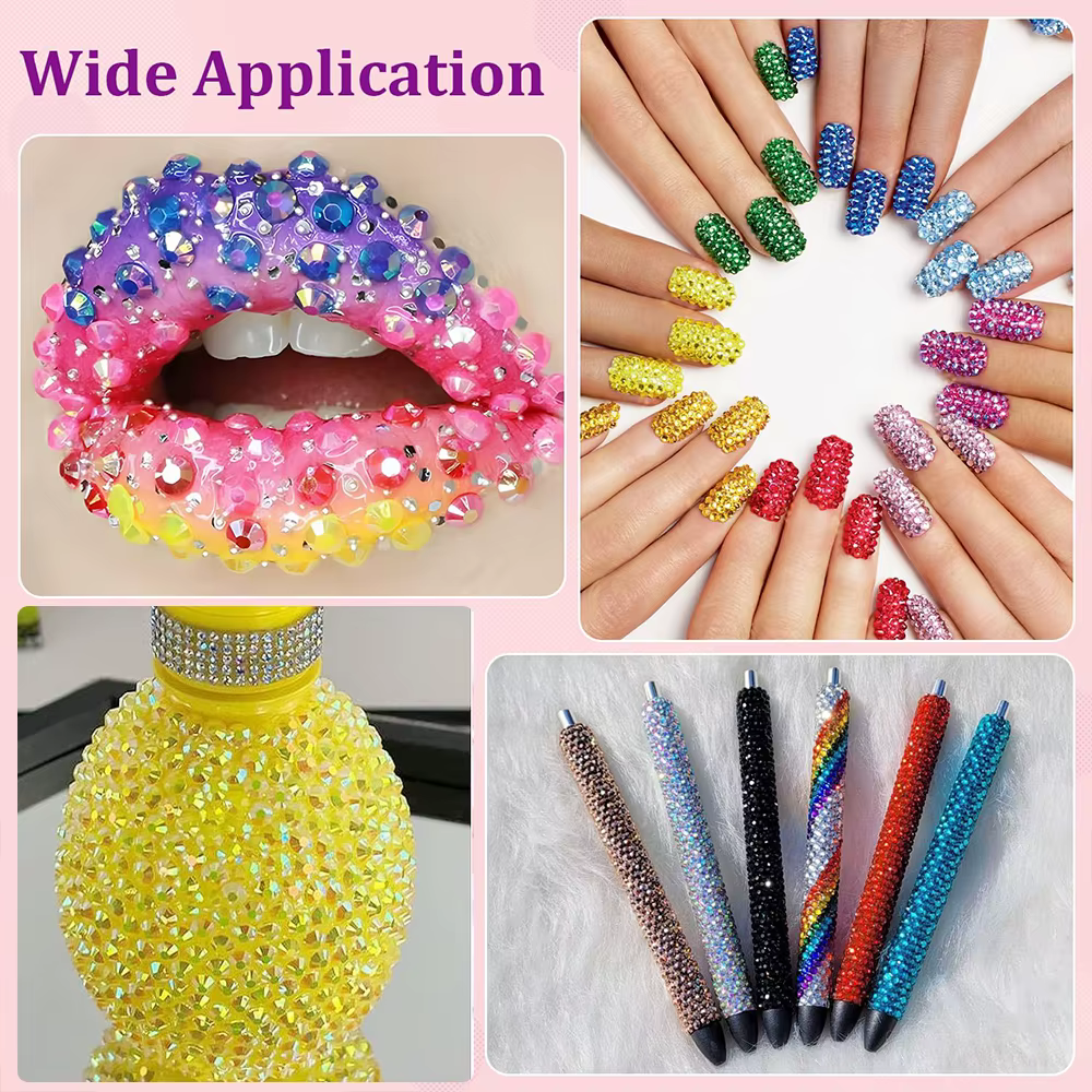 Environ 3500 pièces de strass pour Nail Art à dos plat, pierres précieuses en cristal pour bricolage