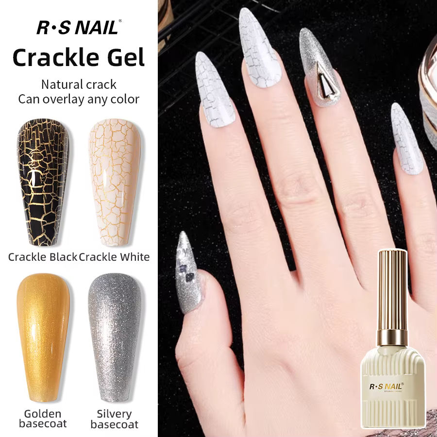 RSNAIL Crackle Gel vernis à ongles naturel sec bricolage Nail Art Cracking Gel vernis Crackle noir b