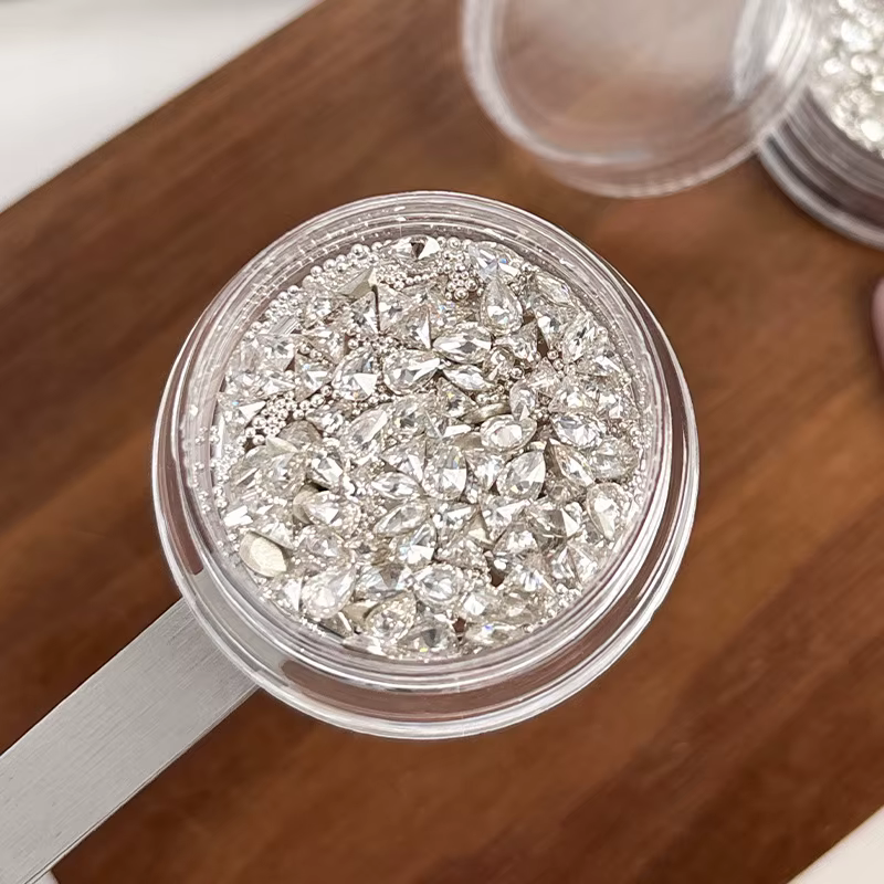 Ensemble de strass pour Nail Art en forme d'amour blanc, cristal multi-formes plat rose, perle ronde
