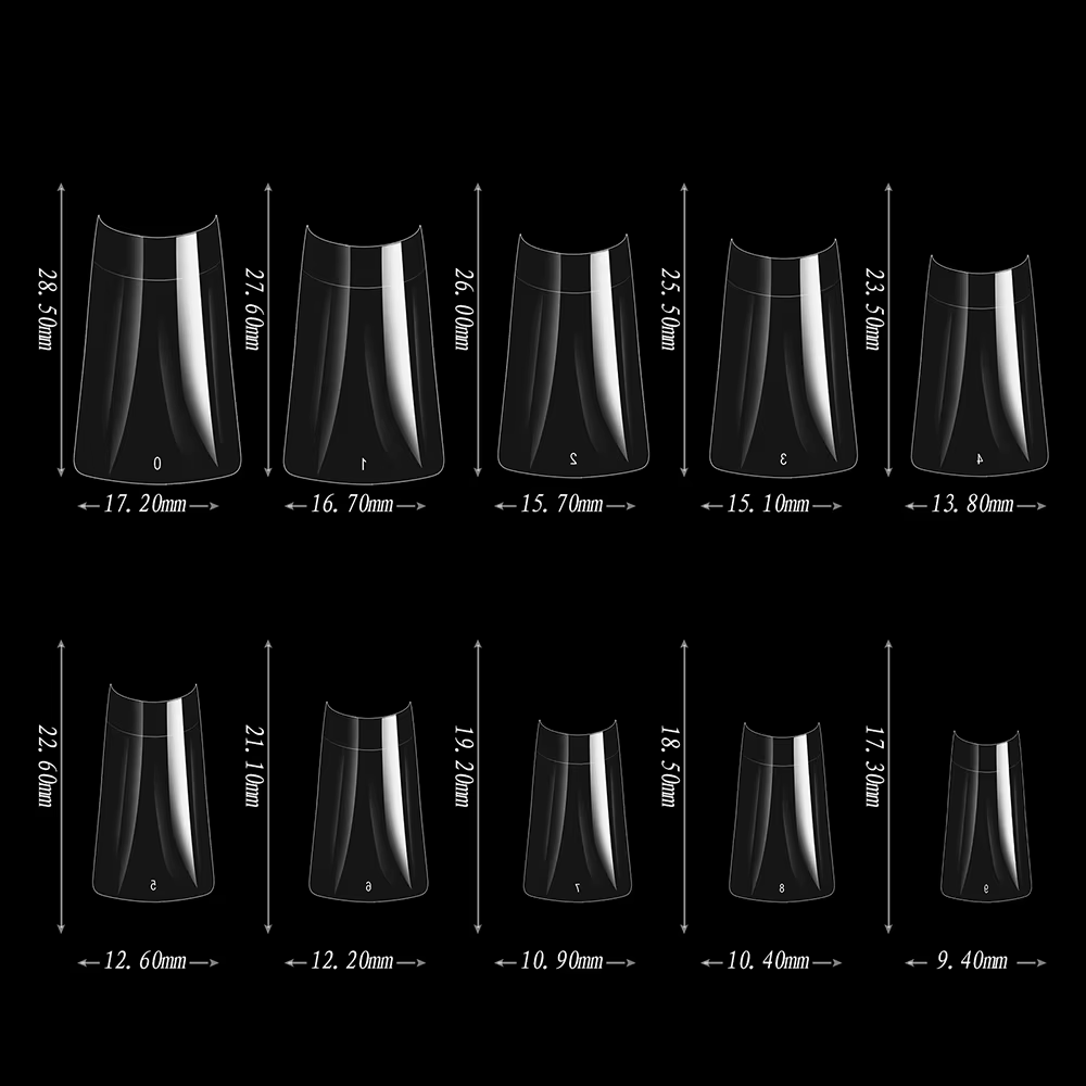 Embouts d'ongles de canard 500 pièces/sac, mélange de tailles claires et incurvées, faux ongles en a