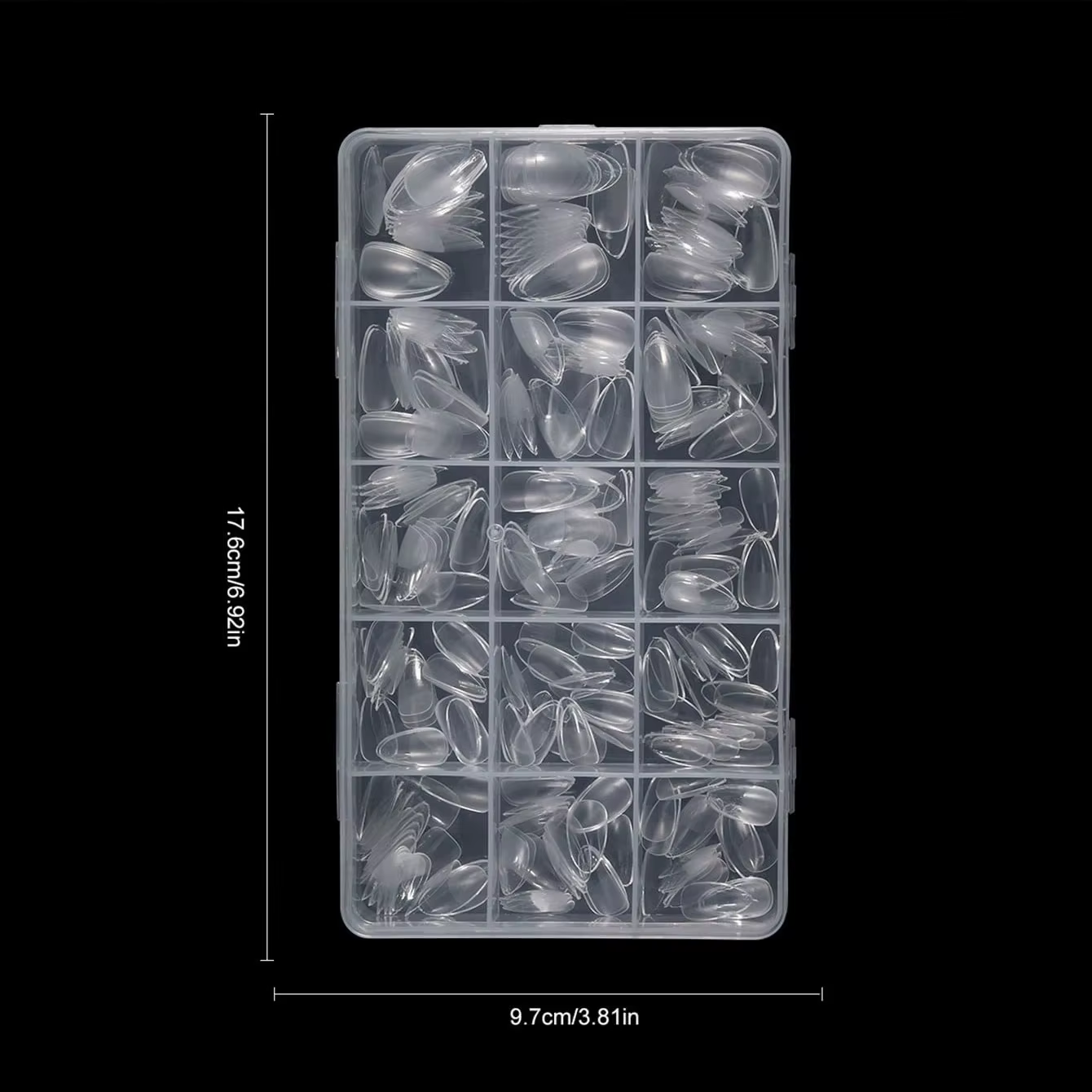 330 pièces/boîte faux ongles transparents en acrylique mat en forme d'amande, Kit de pointes d'ongle