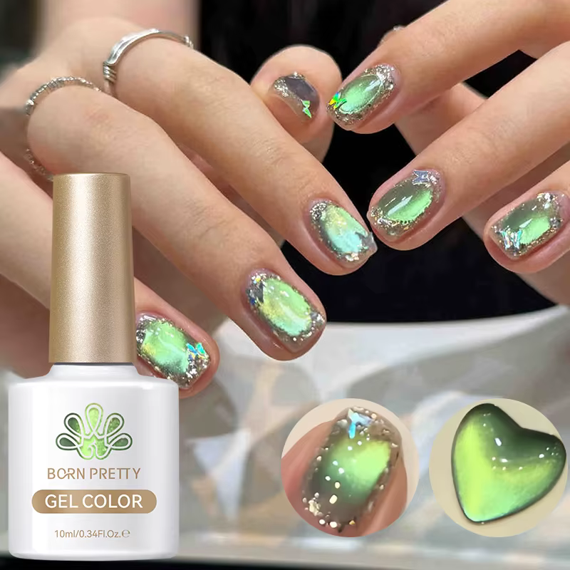 BORN PRETTY 10ml/15ml Gel Magnétique Vert Guava Effet Chat Brillant Semi-Permanent Soak Off Vernis U
