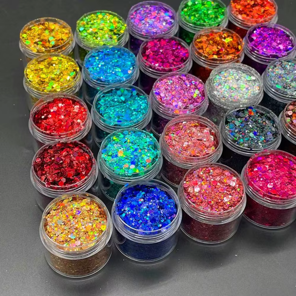 Paillettes laser holographiques pour ongles, 24 couleurs au total