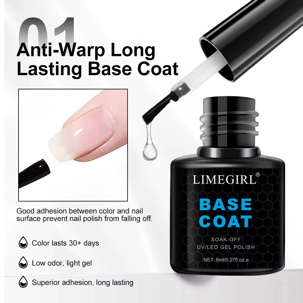 LIMEGIRL 8ml imbiber la couche de Base supérieure mate pour ongles vernis Gel UV Semi Permanent fonc