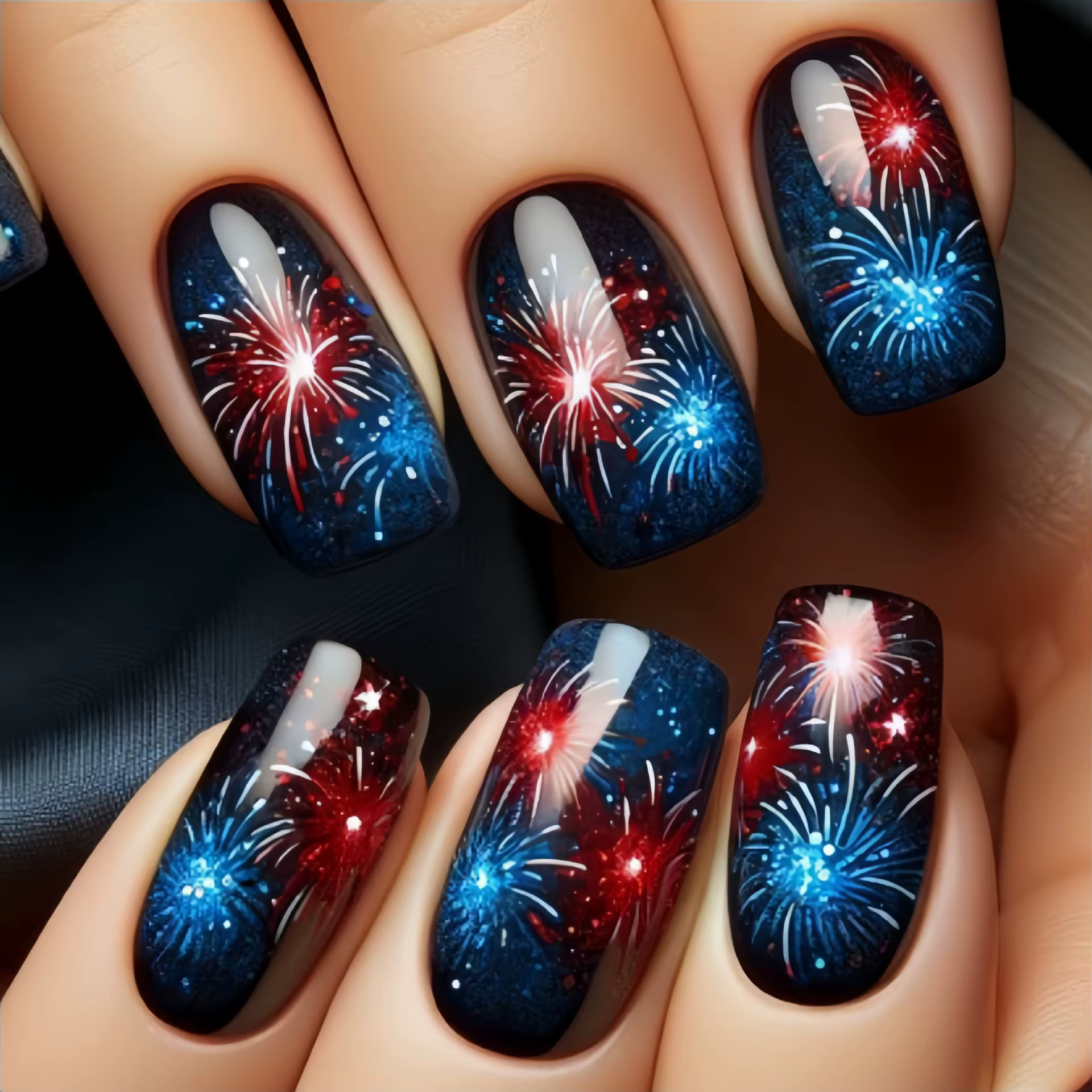 24 pièces/ensemble faux ongles mi-longs carrés ballet ongles conseils paillettes ciel étoilé lune ét