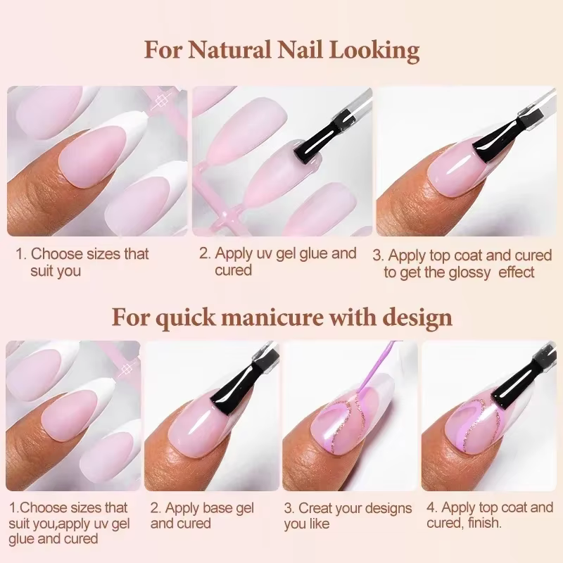 150/160 pièces presse française sur Gel ongles conseils ensemble nu rose Ballet longueur moyenne fin
