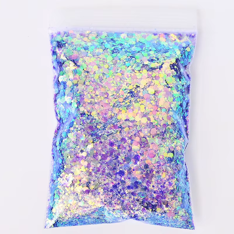 50 g/sac holographique mixte hexagone forme gros ongles paillettes paillettes scintillantes flocons 