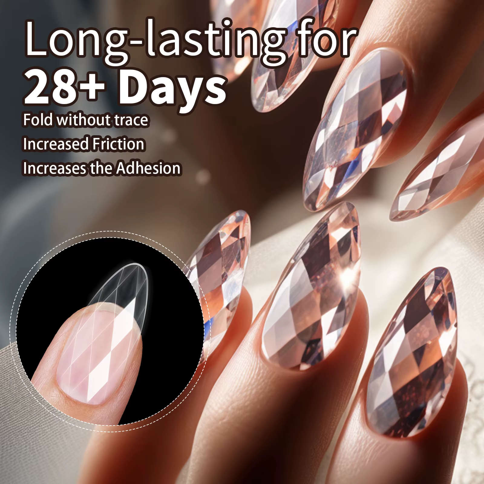 Nouveau 120/140 pièces carré amande cercueil ongles Extension conseils naturel clair couverture comp