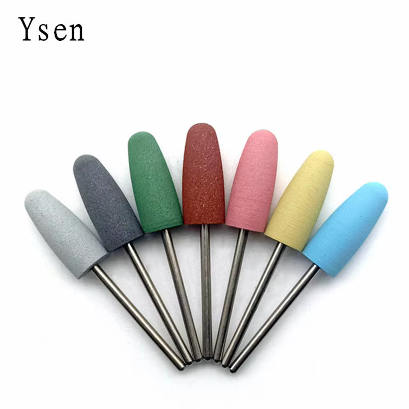 Tête Cuspidal 7 couleurs, tampon à ongles en caoutchouc et carbure de silicium, Machine de manucure