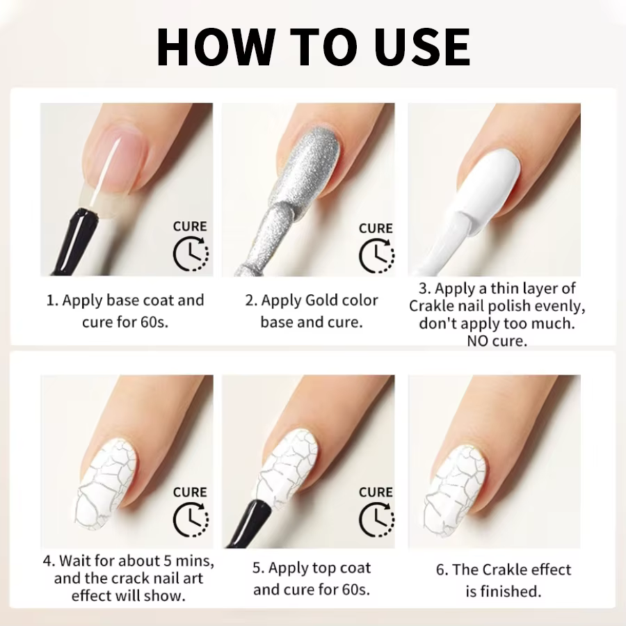 RSNAIL Crackle Gel vernis à ongles naturel sec bricolage Nail Art Cracking Gel vernis Crackle noir b