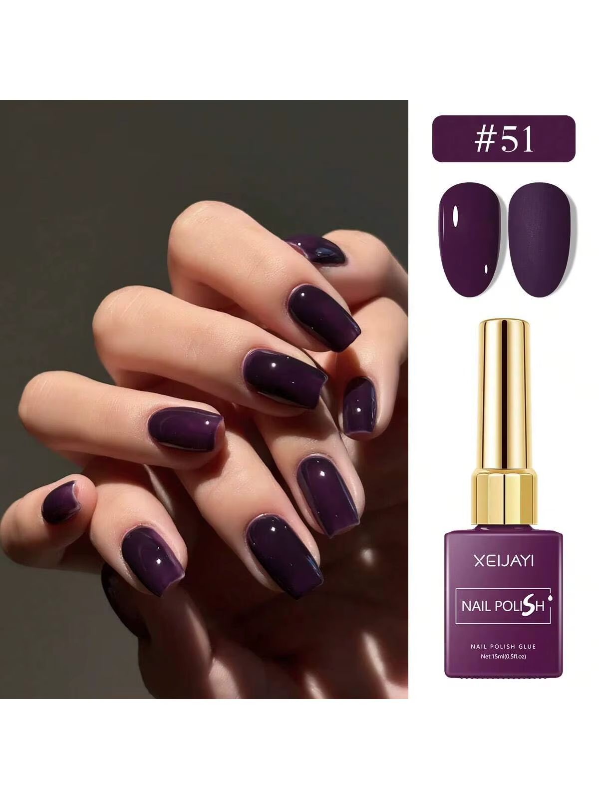 Vernis à ongles Gel violet, 6 couleurs, 15ml, série Starter Pure, sans lingette, adapté à toutes les