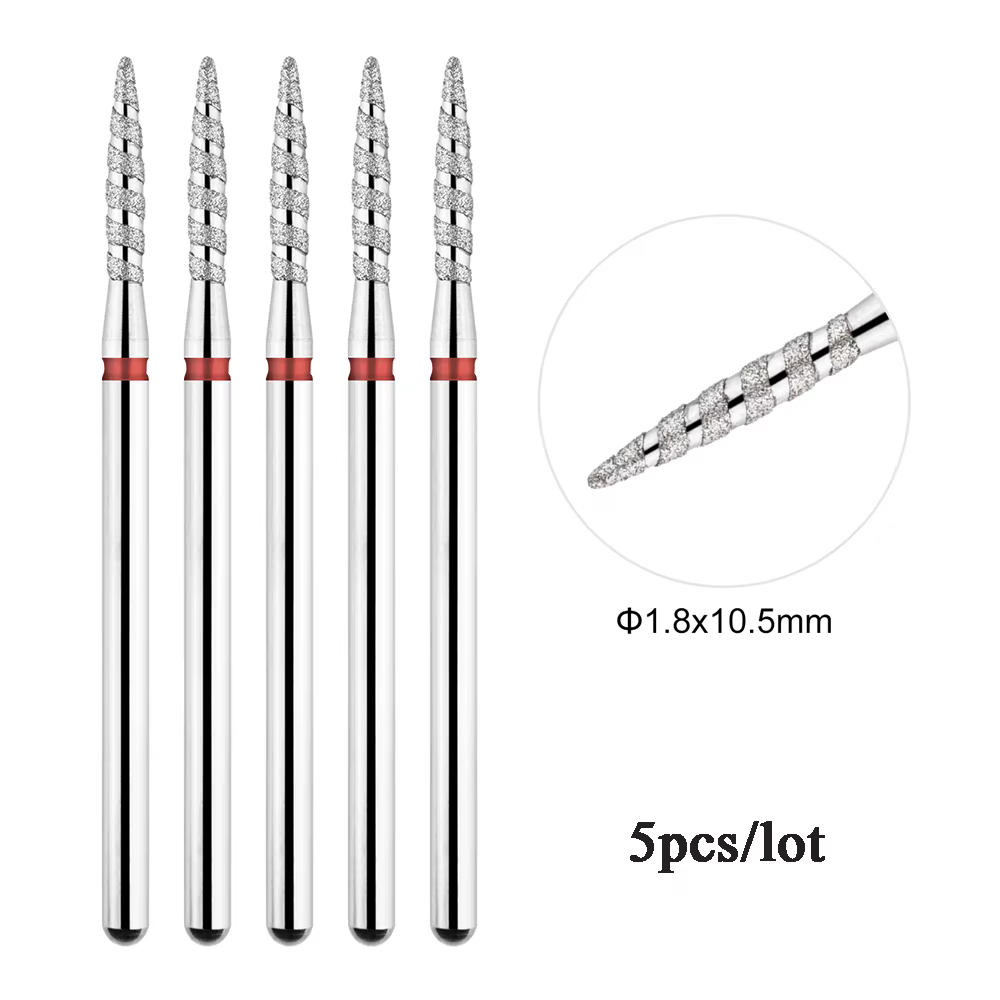 5 pièces/lot diamant ongles Bits Tornado flamme cuticule foret Pro russe électrique fichier Bits pou