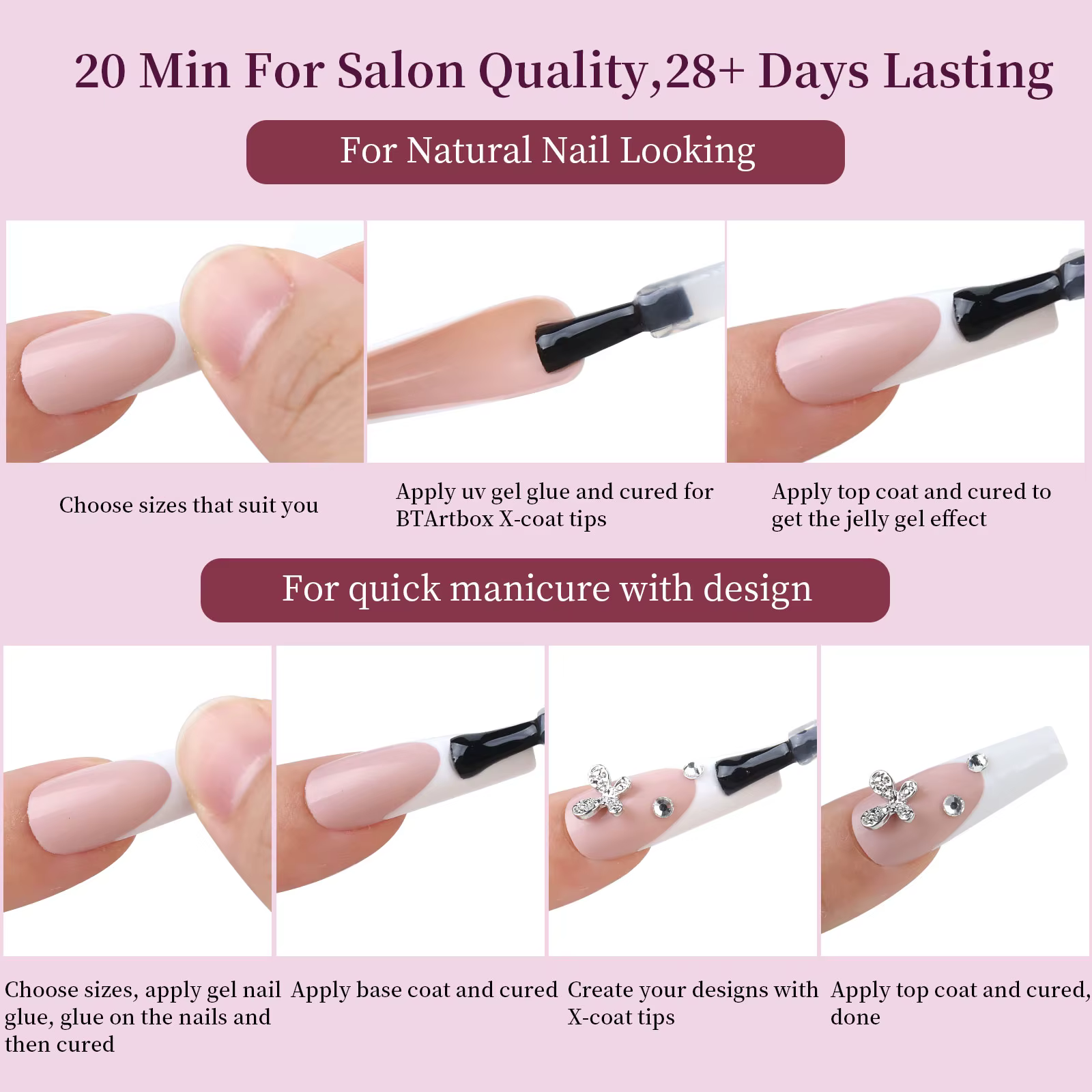 288PC faux ongles conseils cercueil amande coloré français acrylique presse sur ongles pré-conceptio