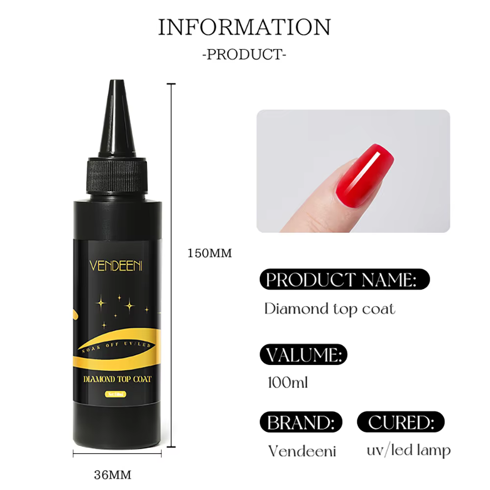 Vendeeni 100ml diamant couche de finition Gel vernis à ongles Semi Permanent UV imbiber Gel vernis h