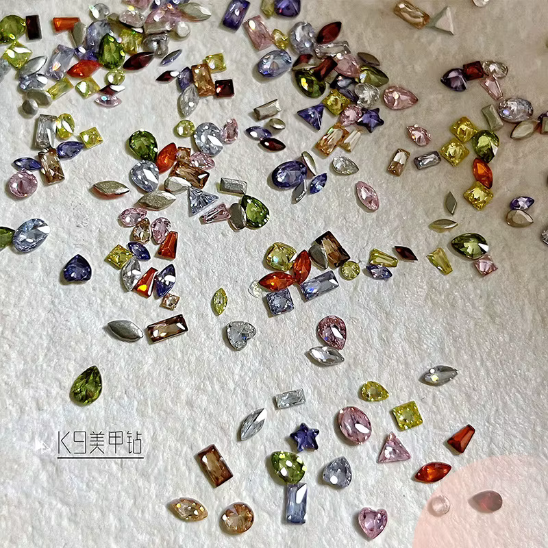 K9 perceuse à ongles Mini 5A Zircon diamant couleur mixte fond plat scintillant bord inversé Zircon 