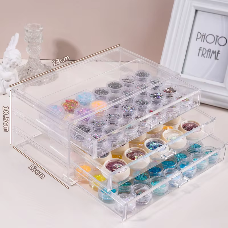 Boîte de rangement arina transparente pour vernis à ongles, boîte de rangement de bijoux, boîte de s