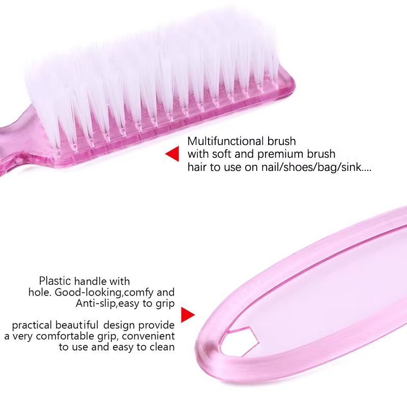 Brosse à ongles transparente, brosses de nettoyage, poignée en plastique, nettoyeur de brosse multif