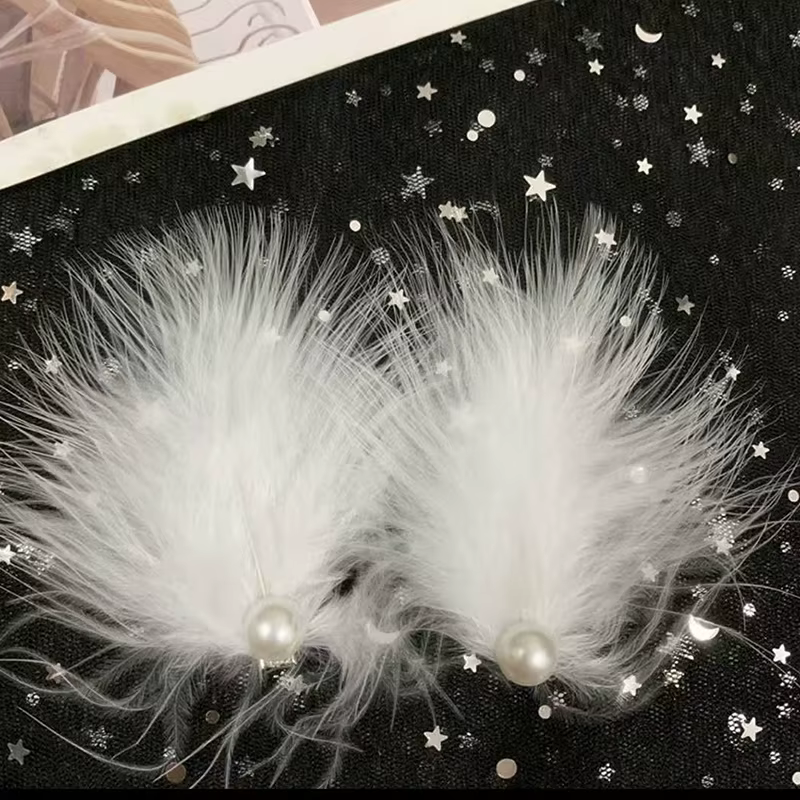 Pince à cheveux en plumes blanches dégradées pour femmes et filles, coiffure de mariage, barrettes d
