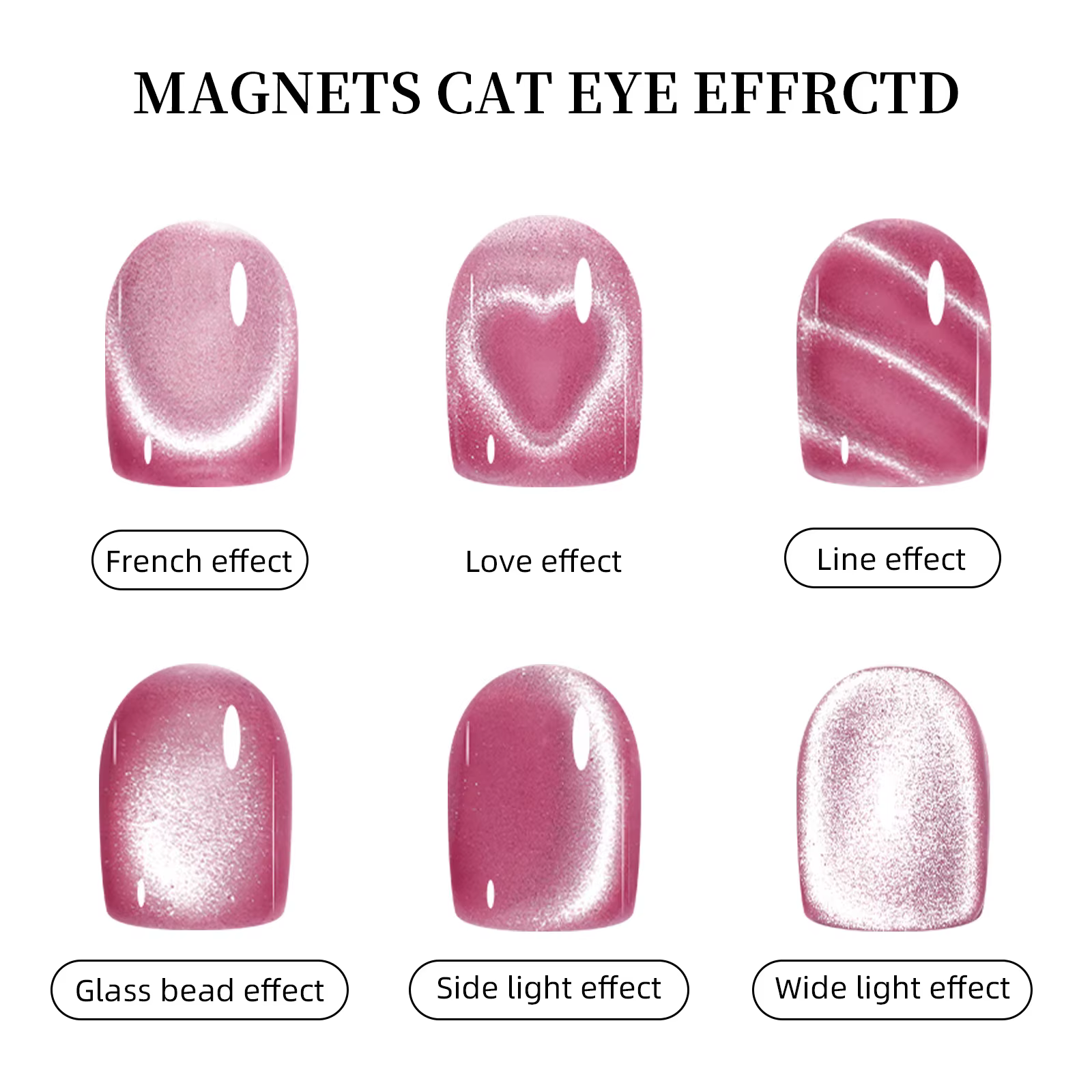 1 pièces 3-en-1 coeur forme oeil de chat Nail Art aimant Double ligne lune serpent français aimant s