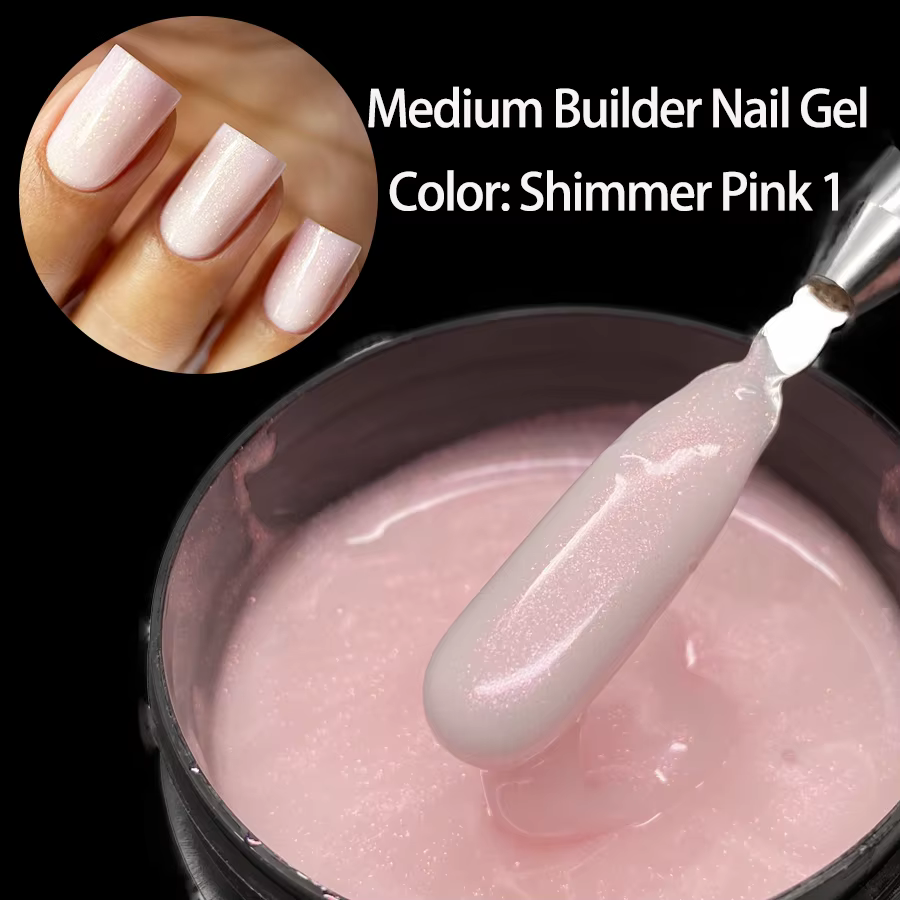 Jillnails 100g Shimmer Rose blanc laiteux Rose constructeur Gel pour ongles Extensions auto-nivelant