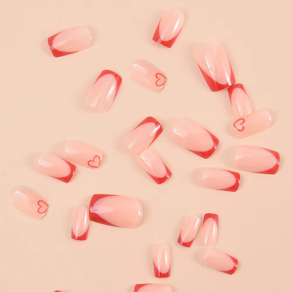 Faux ongles français simples rouge vin, style de luxe léger européen et américain, amélioration des 