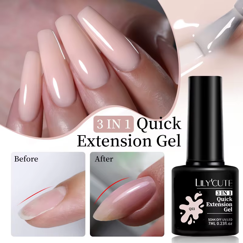 LILYCUTE 7ML Extension rapide Gel pour ongles Vernis Semi Permanent acrylique cristal blanc clair Nu