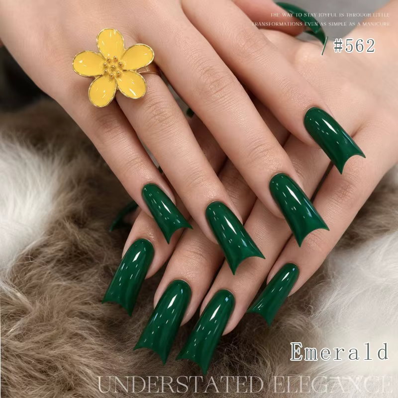 Vernis à ongles gel couleur unie vert émeraude, nouveau style 2026, rend les ongles plus blancs, ada