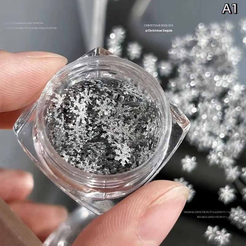 Flocons de neige hiver ongles paillettes scintillantes flocons de noël paillettes Nail Art décoratio