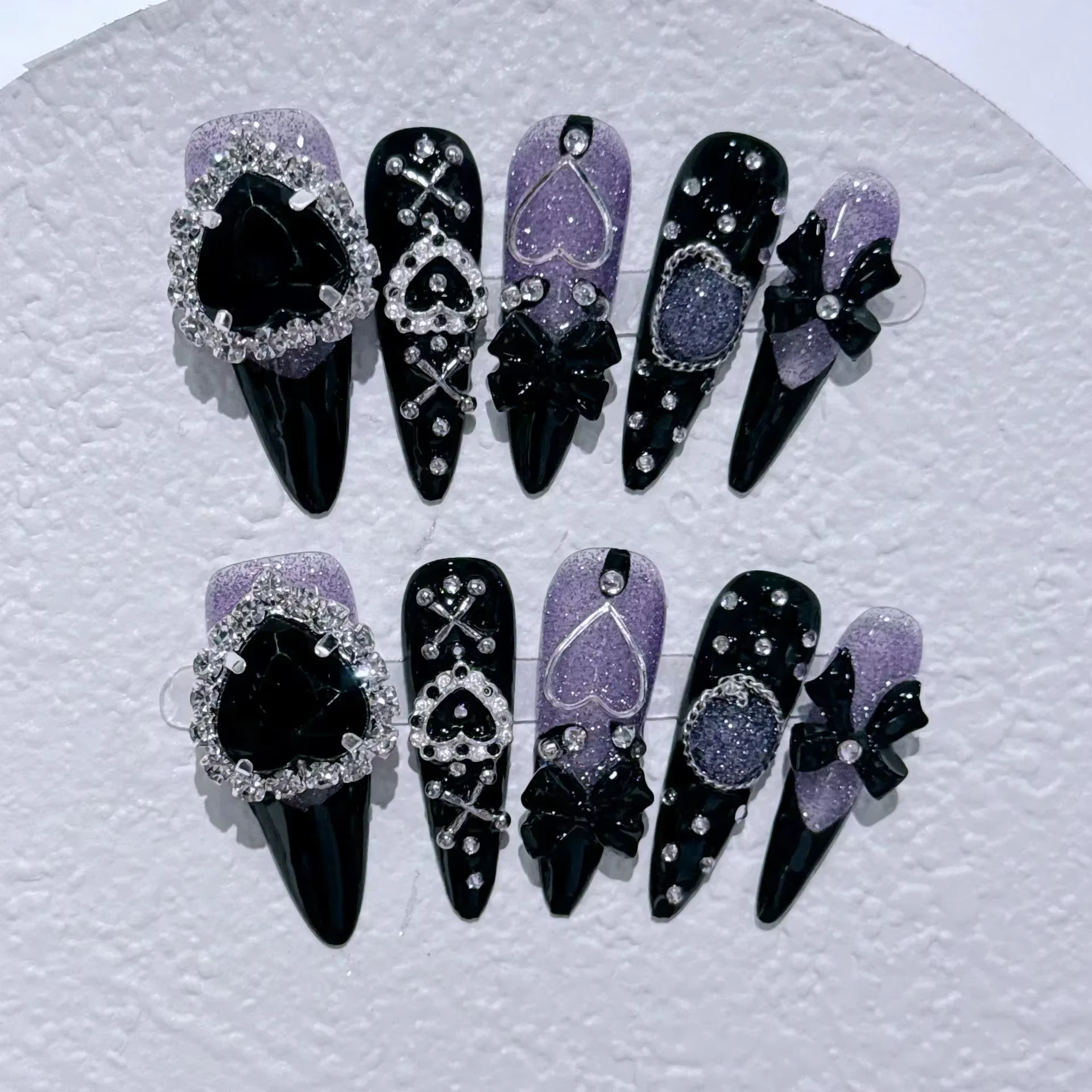 Faux ongles de Ballet longs et détachables, avec papillon et camélia, Design Y2k, couverture complèt