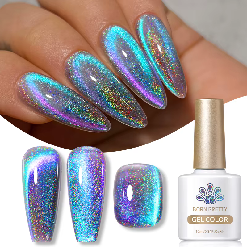 BORN PRETTY 10/15ml 9D bleu holographique arc-en-ciel chat Gel magnétique vernis à ongles tremper UV