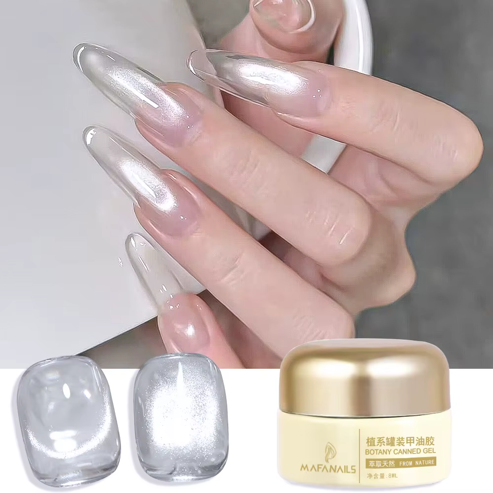 Vernis à ongles Gel oeil de chat elfe blanc 8ml, perle de verre translucide 3D, vernis à ongles magn