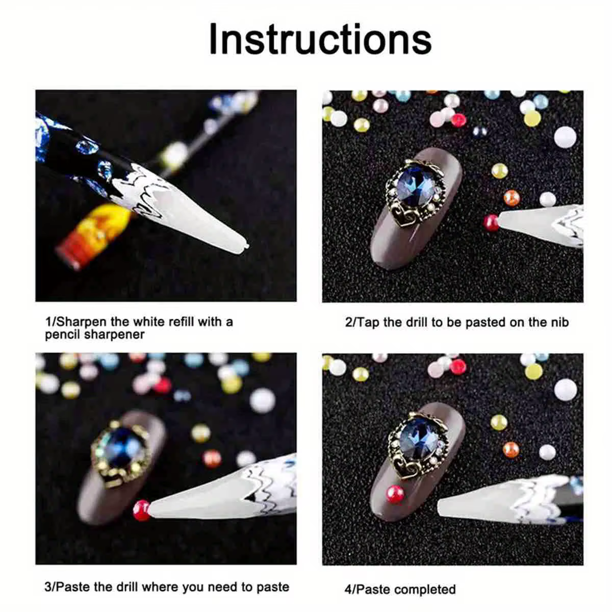 Crayon à points pour Nail Art, sélecteur de strass, outil de ramassage sans contact pour cire de cri
