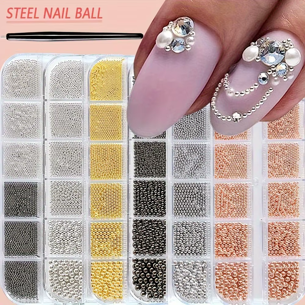 Mini perles de Caviar pour décoration des ongles, 2 pièces/lot, décorations pour Nail Art, Micro bou
