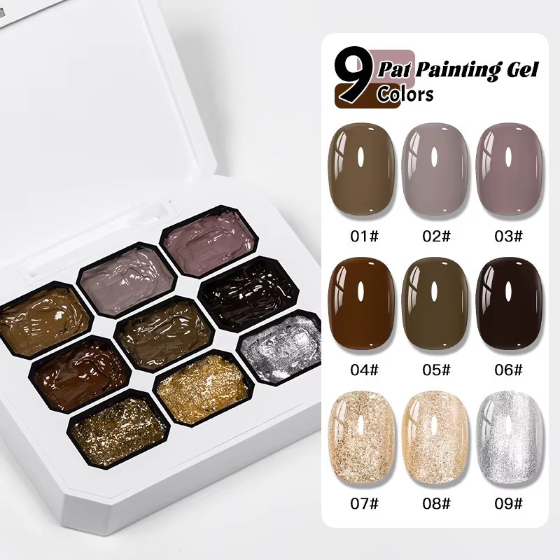 9 couleurs chaud hiver tapotement peinture Gel vernis à ongles effet paillettes tremper Gel vernis d