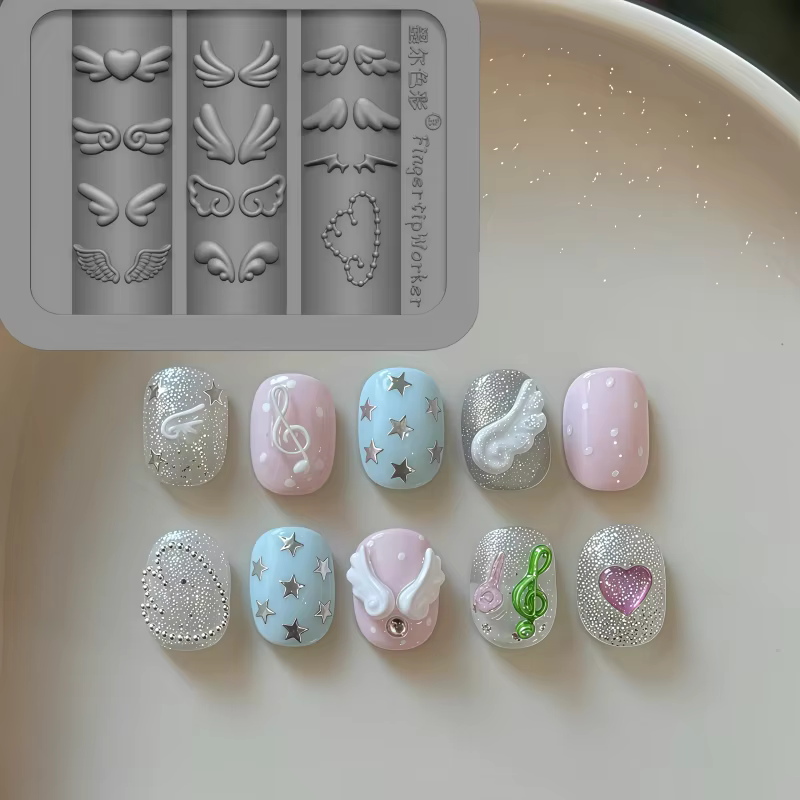 Moule en silicone transparent Y2K pour décorations d'ongles 3D, motifs mini ailes de papillon et nœu