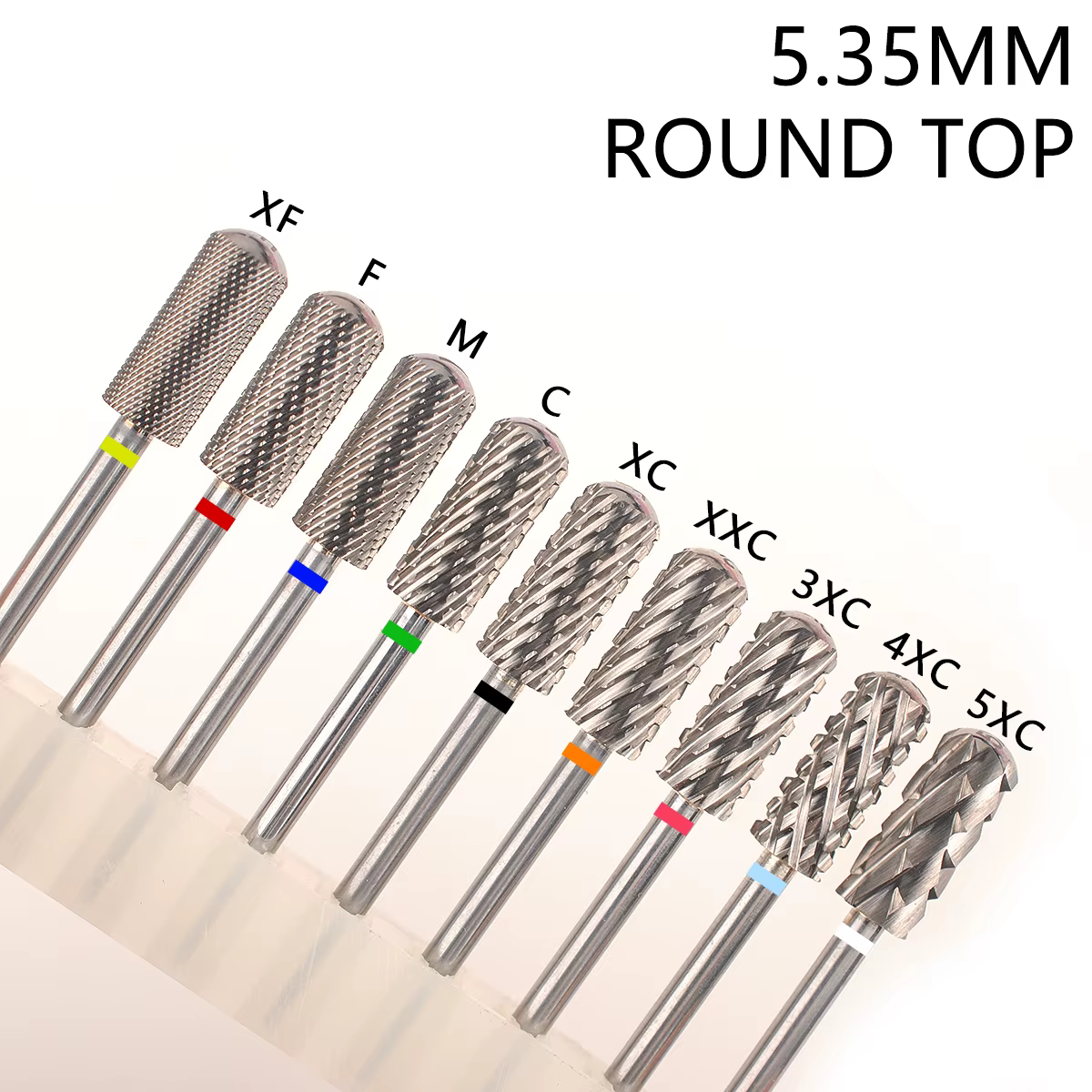 Forets à ongles en carbure de gel, petit baril de 5.3mm, mèches supérieures lisses, outil de manucur