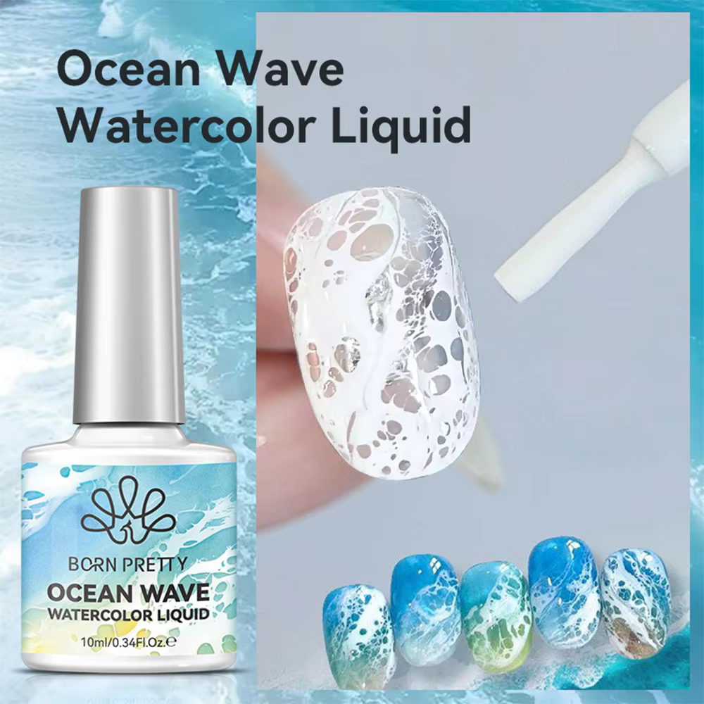 Vernis à ongles gel 10ml Blanc Effet Vague Océanique, Gel à ongles blanc effet aquarelle liquide pou