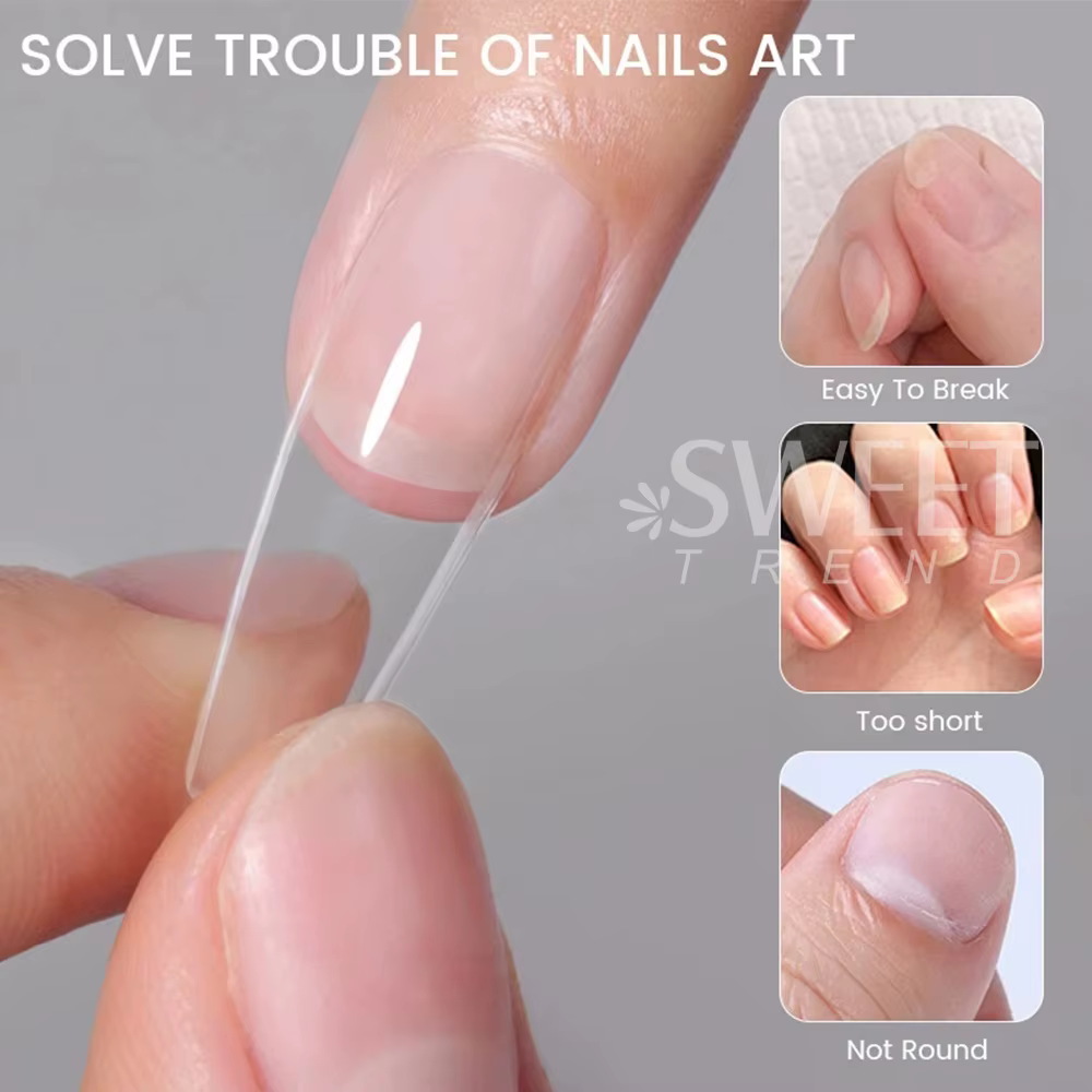 550 pièces de pointes d'ongles en Gel souple, cercueil d'amande moyen court, couverture complète, ou