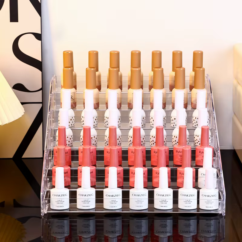 Présentoir de vernis à ongles à boucle acrylique multicouche, type échelle transparente, support de