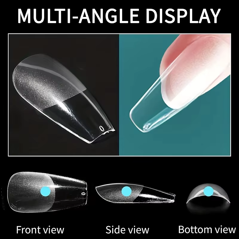 600 morceaux d'autocollants pour faux ongles à couverture complète, style aiguille, en forme d'amand
